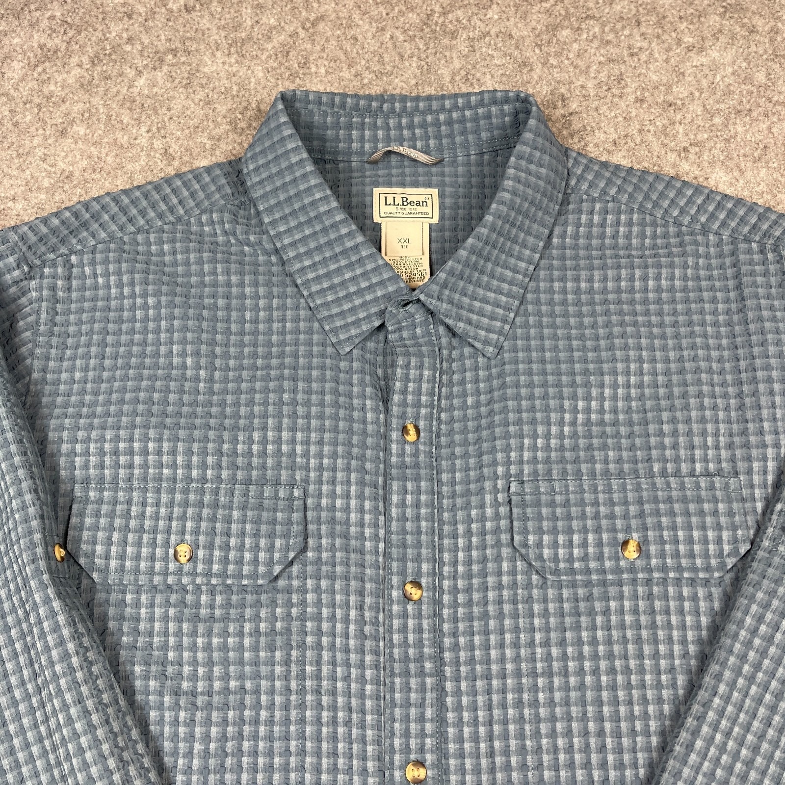 Ll Bean No Fly Zone Explorer Shirt Mens Xxl Blue Check Plaid Seersucker